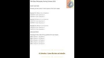 Philosophy Scheme 11th Class 2023 | 11th Class Philosophy Pairing Scheme 2023