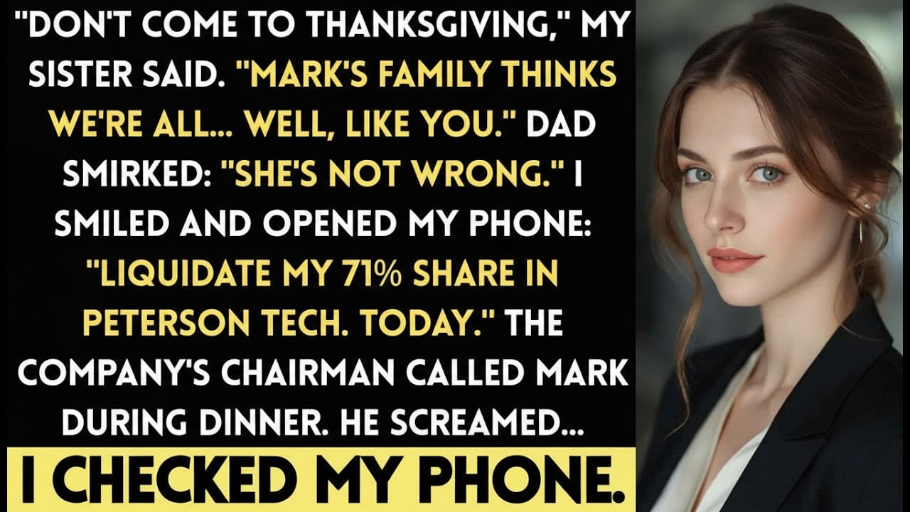She Said I Was Too Embarrassing for Thanksgiving—I’m Her Husband’s 71% Shareholder