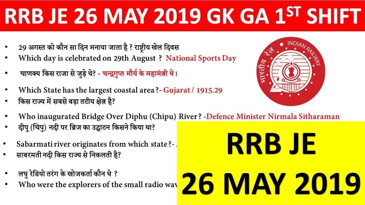 gk for rrb je 2019