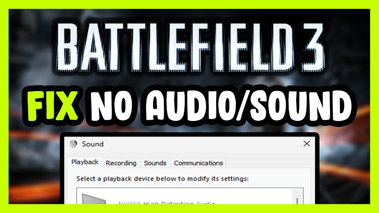 How to FIX Battlefield 3 No Audio/Sound Not Working - YouTube
