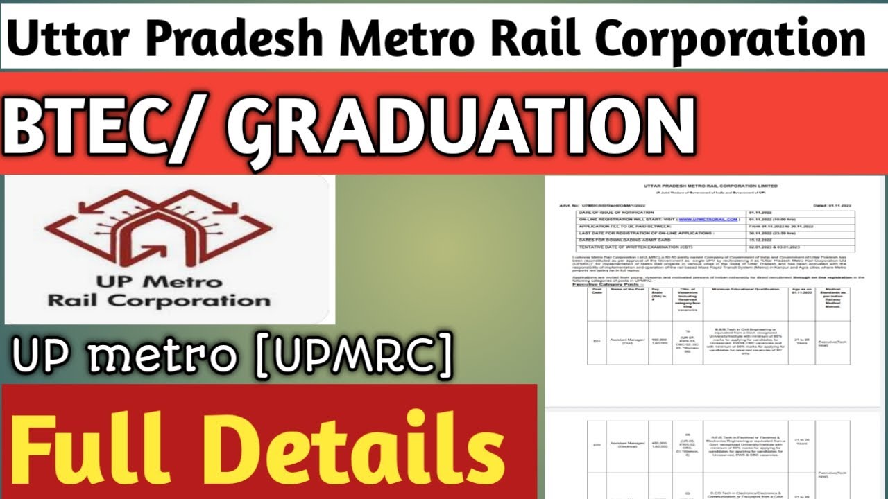 Utter Pradesh Metro rail Corporation recruitment | UPMRC | LMRC Up metro 2022