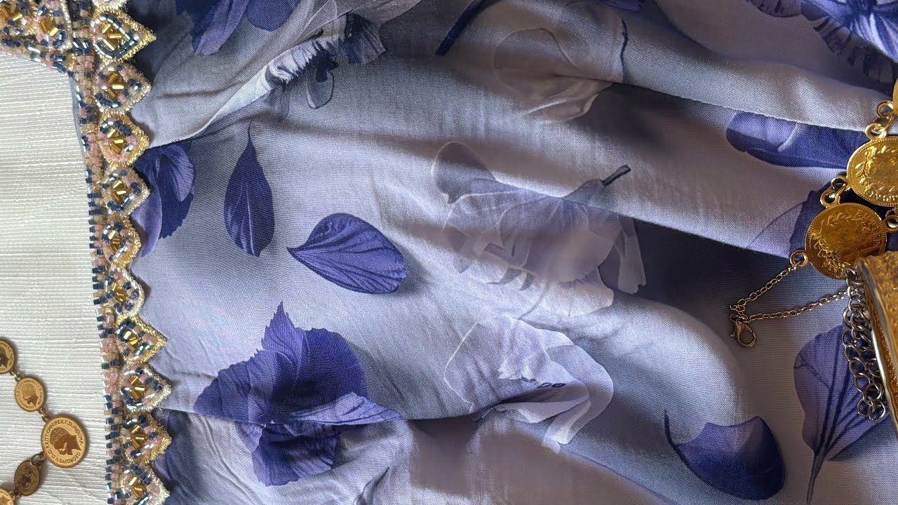 تفصيل وخياطة قندورة الصيف والعيد بقماش 4k شرح مفصل لجميع مراحل التفصيل والخياطة