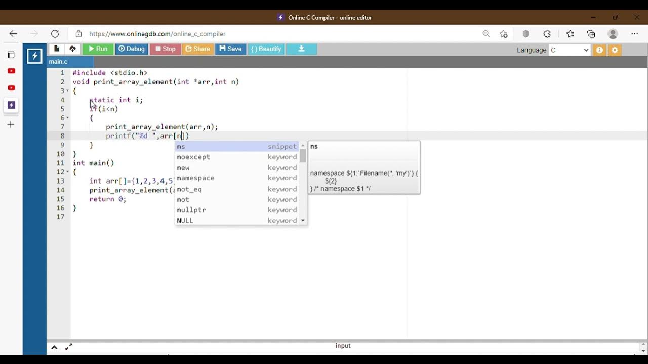 Print Array Element in reverse order using recursion - YouTube