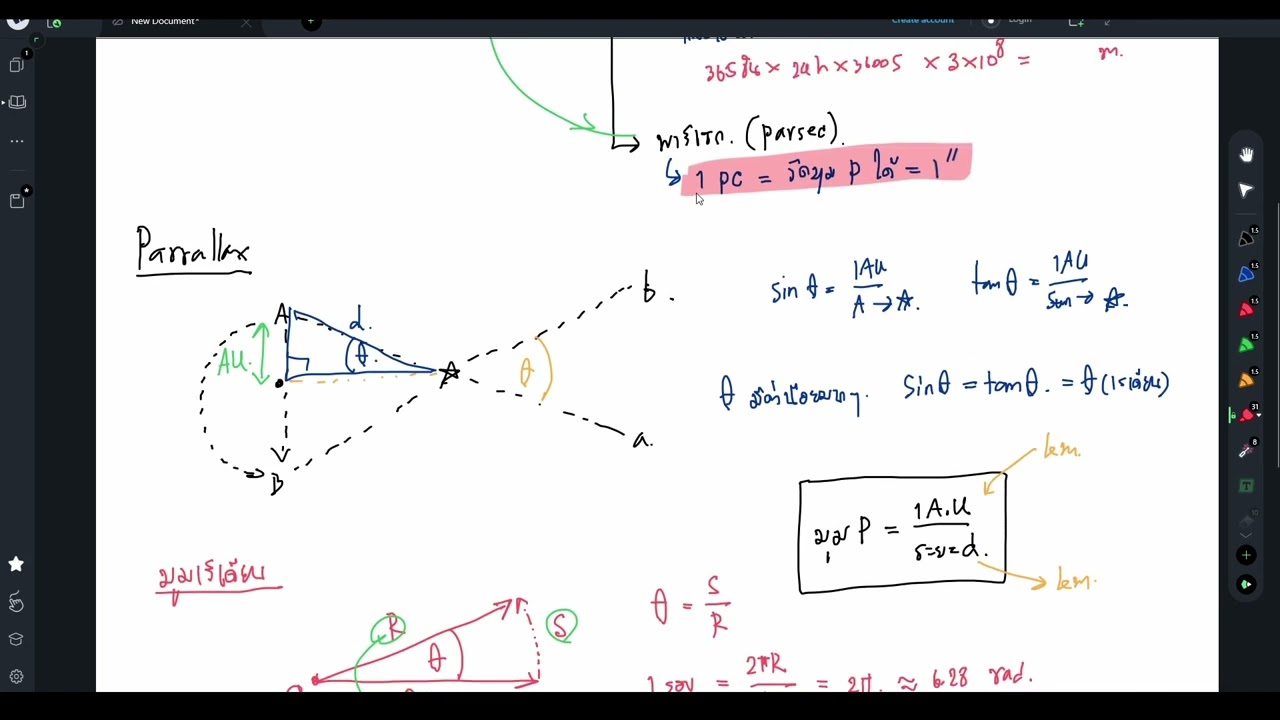 มุมและพารัลแลกซ์
