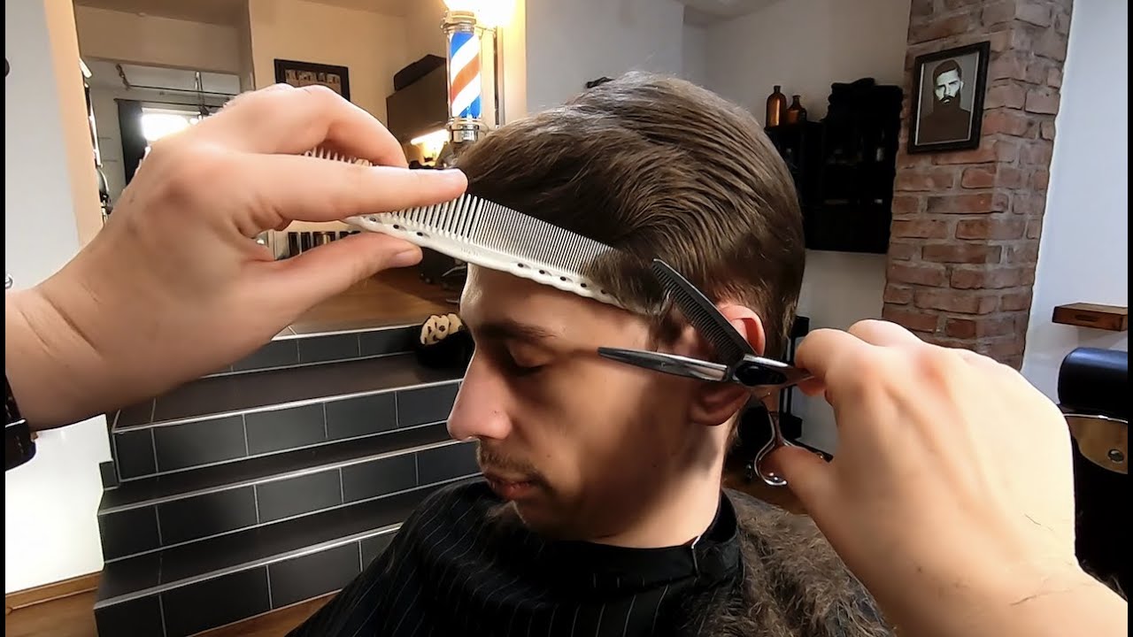 ASMR Mens Scissor Haircut. No Talking, No Hairdryer, No Clippers. YouTube