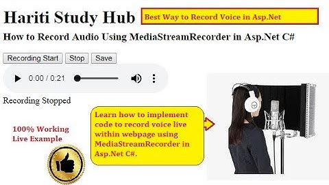 How to Record Audio Live with Microphone Using Asp.Net C# | Hindi | Free Online Learning Classes
