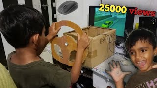 make gaming steering wheel using computer mouse and cardboard like @sourav Joshi