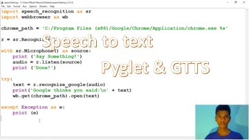 Speech to Text and Text to Speech (GTTS, Pyglet and Speech Recognition) in Python