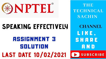 NPTEL Speaking Effectively || Assignment-3|| Solution || Week -3|| Online Course 2021||