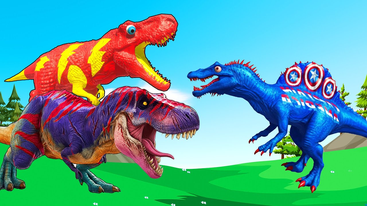 T-RexとSpinosaurusが激突する原始世界の伝説的ダイナソーバトル！🦖🔥