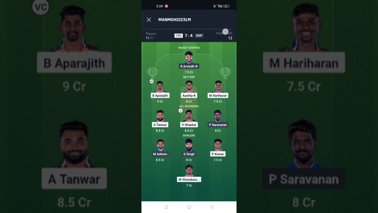 Csg vs smp Dream11 Prediction, Csg vs smp Dream11 TEAM, Smp vs csg ShriRam T20 