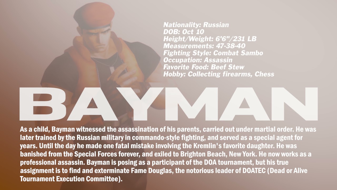 Bayman Dead or Alive ++ - Bayman (Profile) - YouTube