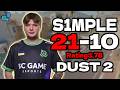 s1mple 21-10 | Rating: 1.78 | SoloQ +VOICE | FACEIT EU RANKED | dust2 | Apr 23, 2026