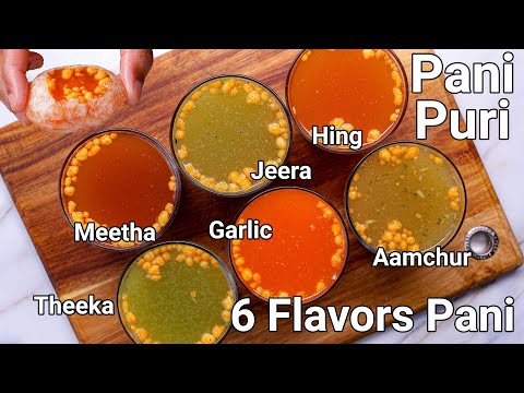 6 Flavours of Pani for Pani Puri Recipe - Chatpata Street Style | Gol Gappe Ki Pani - 6 Ways | Hebbar | Hebbars Kitchen