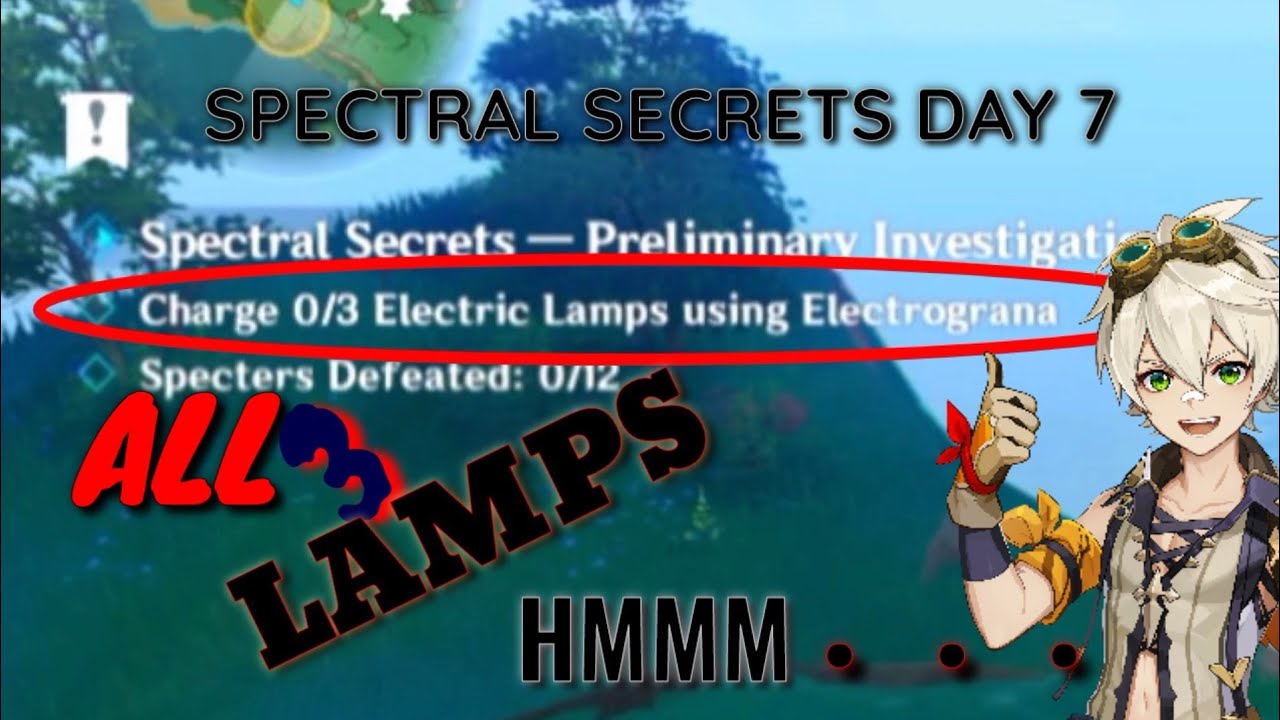 Spectral Secrets Day 7 Charge 3 Electric Lamps 3/3 Using Electrograna GENSHIN IMPACT YouTube