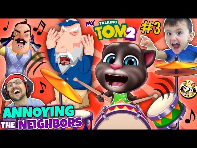 MY TALKING TOM 2 Annoys the Neighbors! (FGTEEV Boys) class=