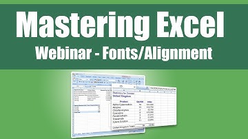 Excel Webinar - Fonts/Alignment/Custom Number Formats