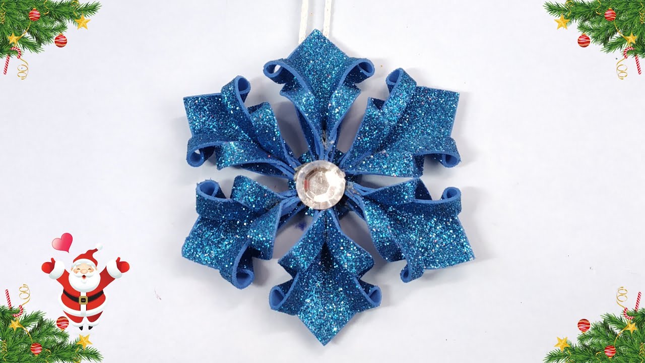 How to make Snowflakes using Paper and Glitter foam sheet, Christmas  Decorations