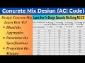 Design a Green Concrete Mix Using ACI Code| Mix Specifications and Proportion| Solved Problem