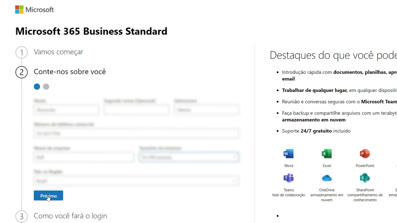 Como criar uma conta de avaliação do Microsoft 365 empresarial?