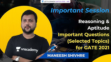 Reasoning & Aptitude - Important Questions (Selected Topics) for GATE 2021 | Maneesh Shivhare
