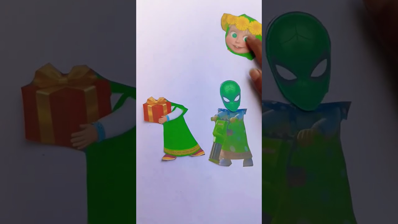 masha blue dress cutie pie loves geeen spiderman hero 