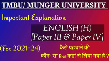 Important explanation for BA part 2 English (H) for 21-24 #tricks of explanation #tmbu #munger