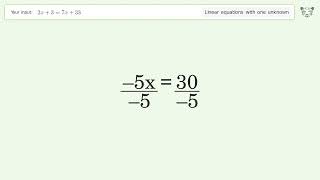 Solve 2x+3=7x+33: Linear Equation Video Solution | Tiger Algebra