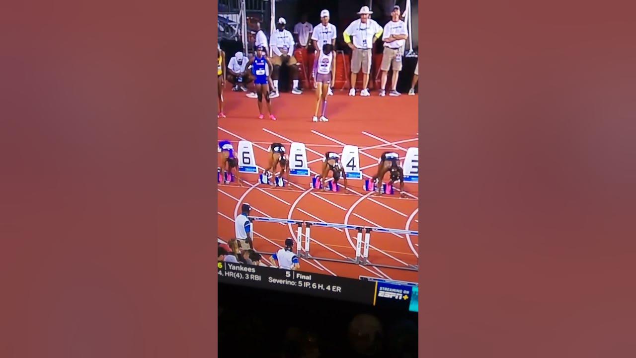 Masai Russell... track and field NCAA..burns the hurdles YouTube