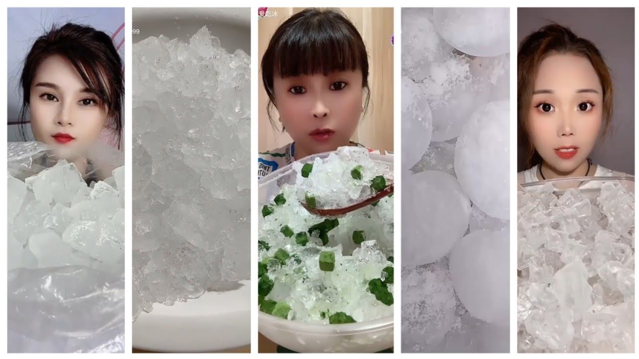 White Powder Ice ASMR:White Ice eating|crushed 🥣| powdery ice|Hard Ice| ice cubes|soft ...