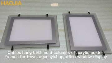 A4 landscape/portrait cables hanging led acrylic panel window display for estate agent