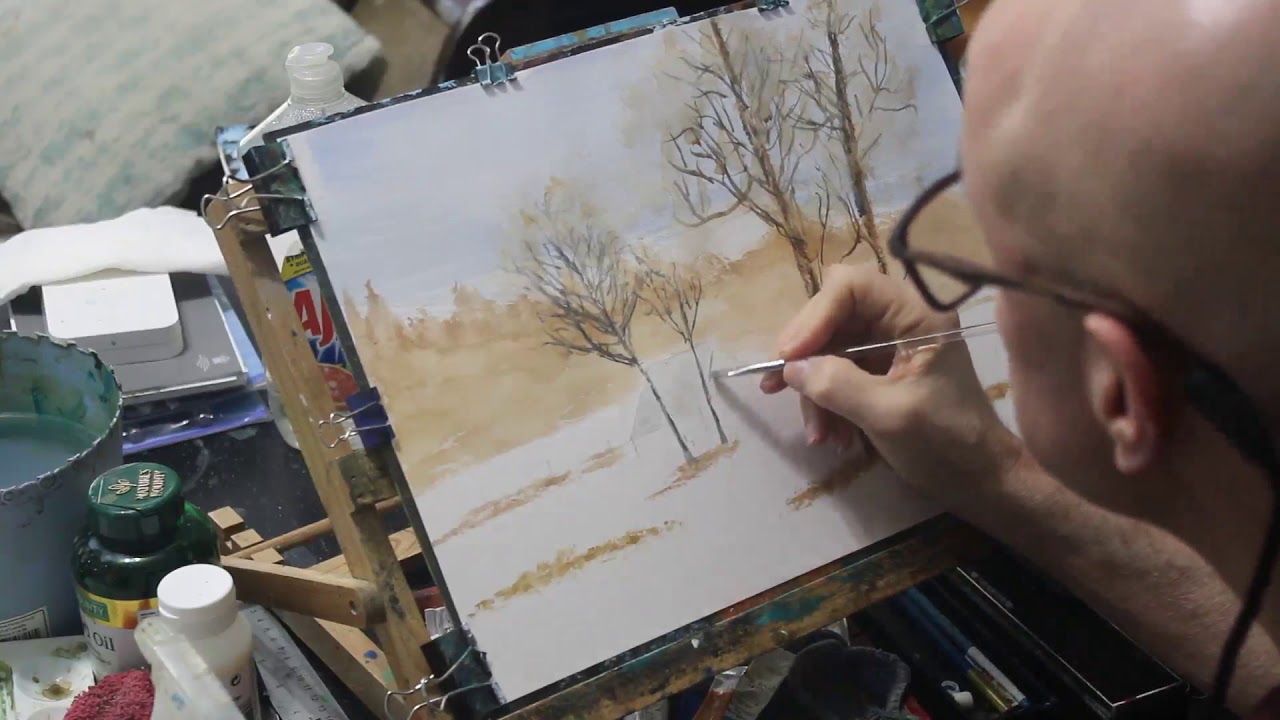 Watercolor Tutorial of a Winter Cabin Using a Hake Brush Ron Ranson Style. YouTube