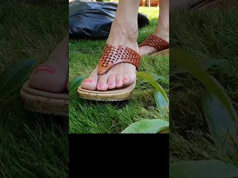 Fruit Crush in my sweaty feet in Brown Sandals casual garden Fruit Crush #shorts #asmr #shortsvideo