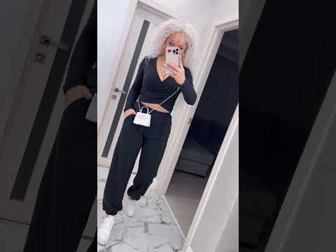 Стильний жіночий комплект топ+джогери двунитка однотонний (Розміри S,M,L), Чорний, видео 1