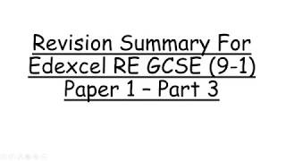 Revision Summary for EDEXCEL RE GCSE (9-1) Paper 1 Catholic Christianity - Part 3