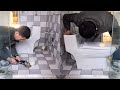 Young Man with great tiling skills -Great tiling skills -Great technique in construction PART 124