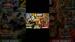 👉 😱 24 Hours Panda 🐼 vs Monkey 🐒 – Kaun Jeetega? 🔥 #monkeyvlog #panda #vlog #funny #challenge