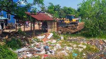 Incredible New Project!! Fill Land Huge Size, Delete Garbage Dump By Skill Dozer Shantui Clear Trash