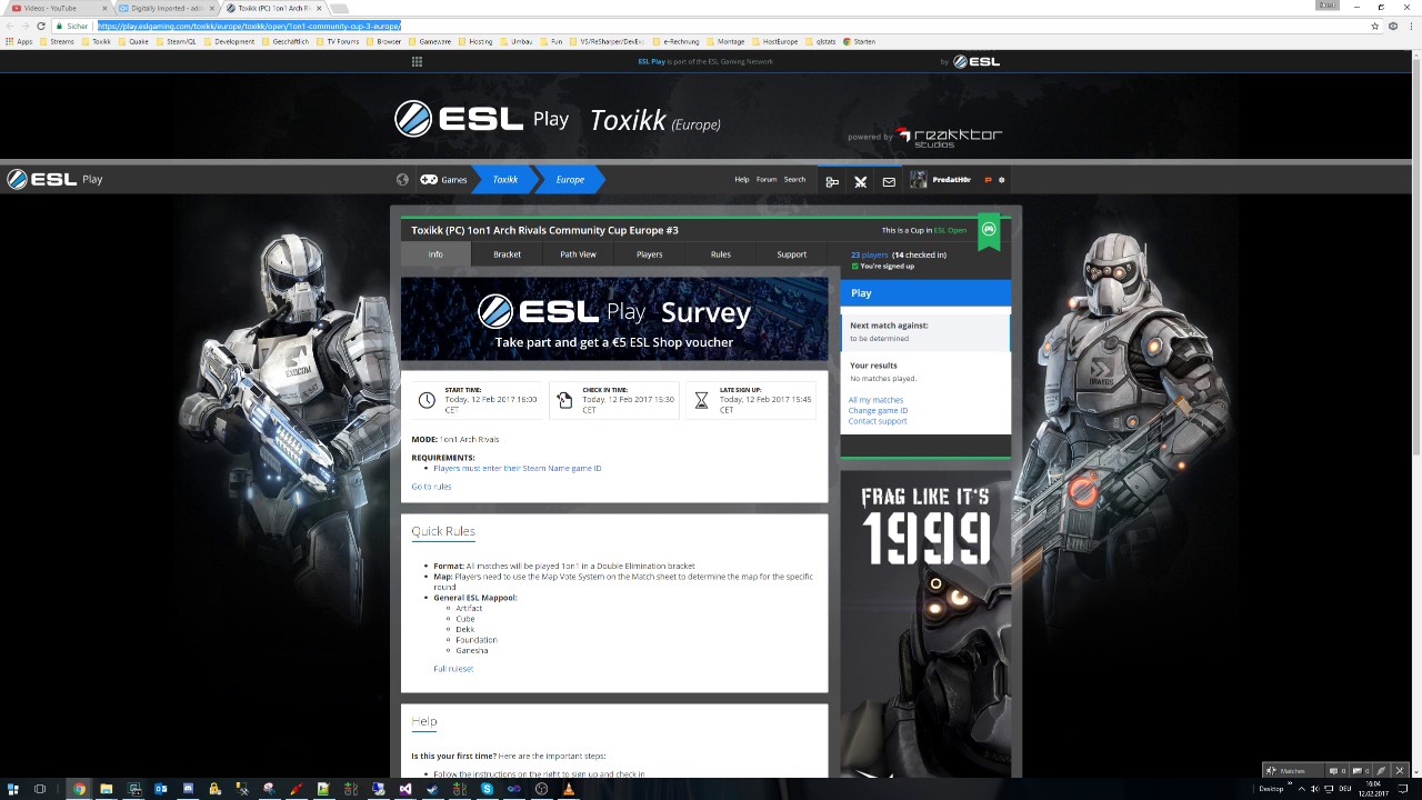 TOXIKK ESL Arch Rivals EU Cup #3 2017-02-12