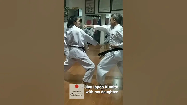 Jiyu Ippon Kumite with daughter.  #jka #shotokan #...