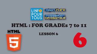 HTML Lesson 6 for Grades 7 to 11