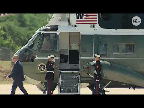 Trump departs Camp David after Cabinet meeting to spend weekend at his golf club in Bedminster, NJ