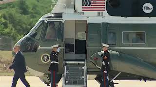 Trump departs Camp David after Cabinet meeting to spend weekend at his golf club in Bedminster, NJ