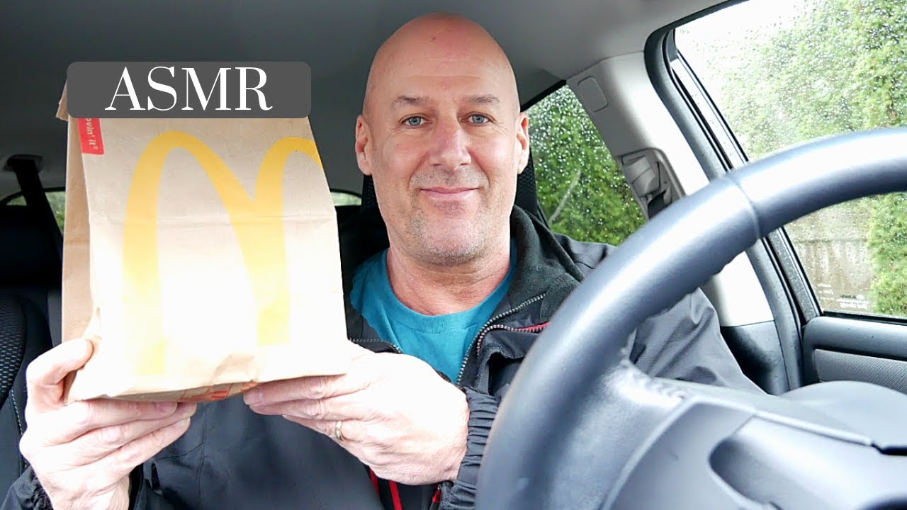 ASMR: McDonald's Breakfast-In The Rain (Eating/Rain Sounds) Soft Spoken