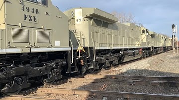 Train With 8 Locomotive Slams RR Diamonds While Passing Train Railroad Switching! Mexico Locomotives