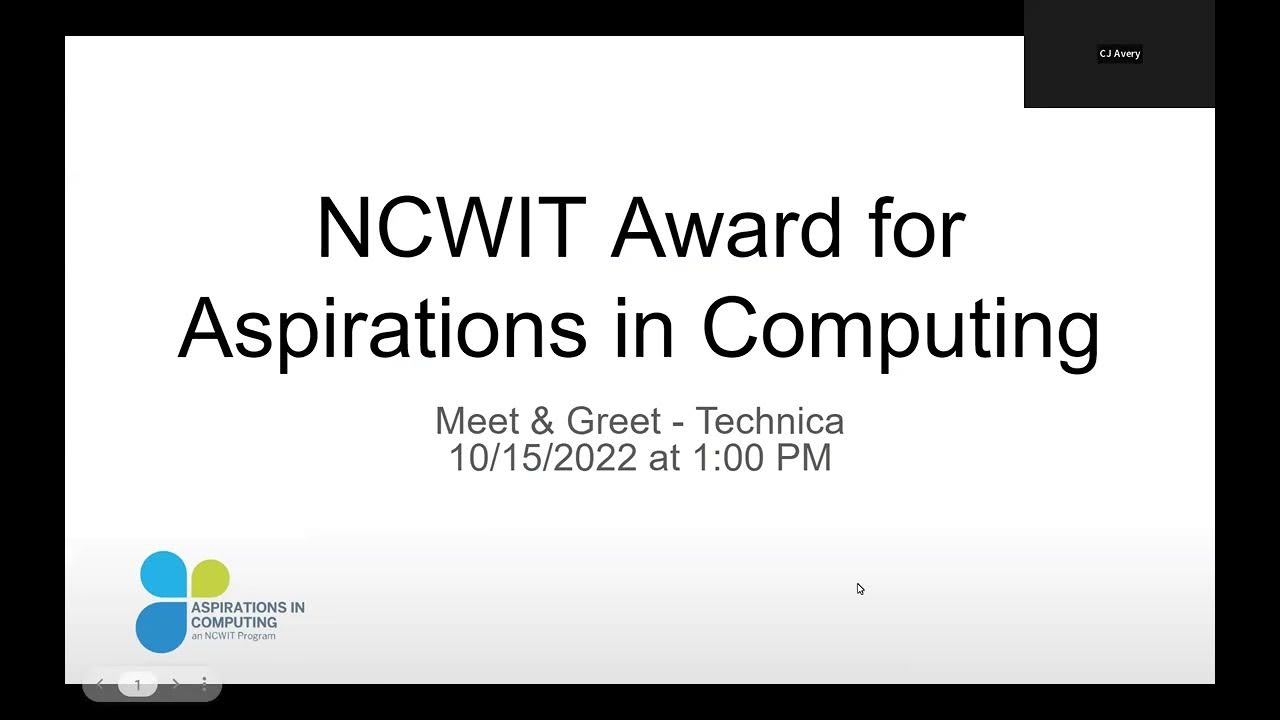 NCWIT Award for Aspirations in Computing Meet & Greet YouTube