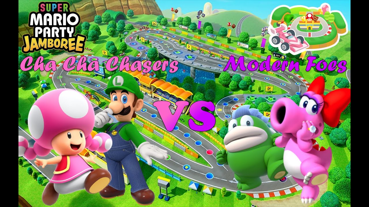 Super Mario Party Jamboree - Toadette & Luigi vs Birdo & Spike - Roll 'em Raceway