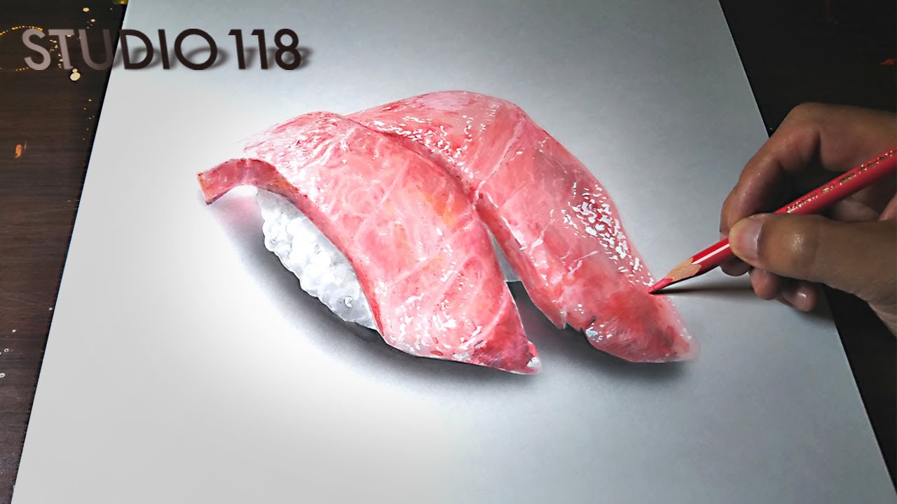 I Drew A Sushi Tuna Realistically Illustration Making Youtube