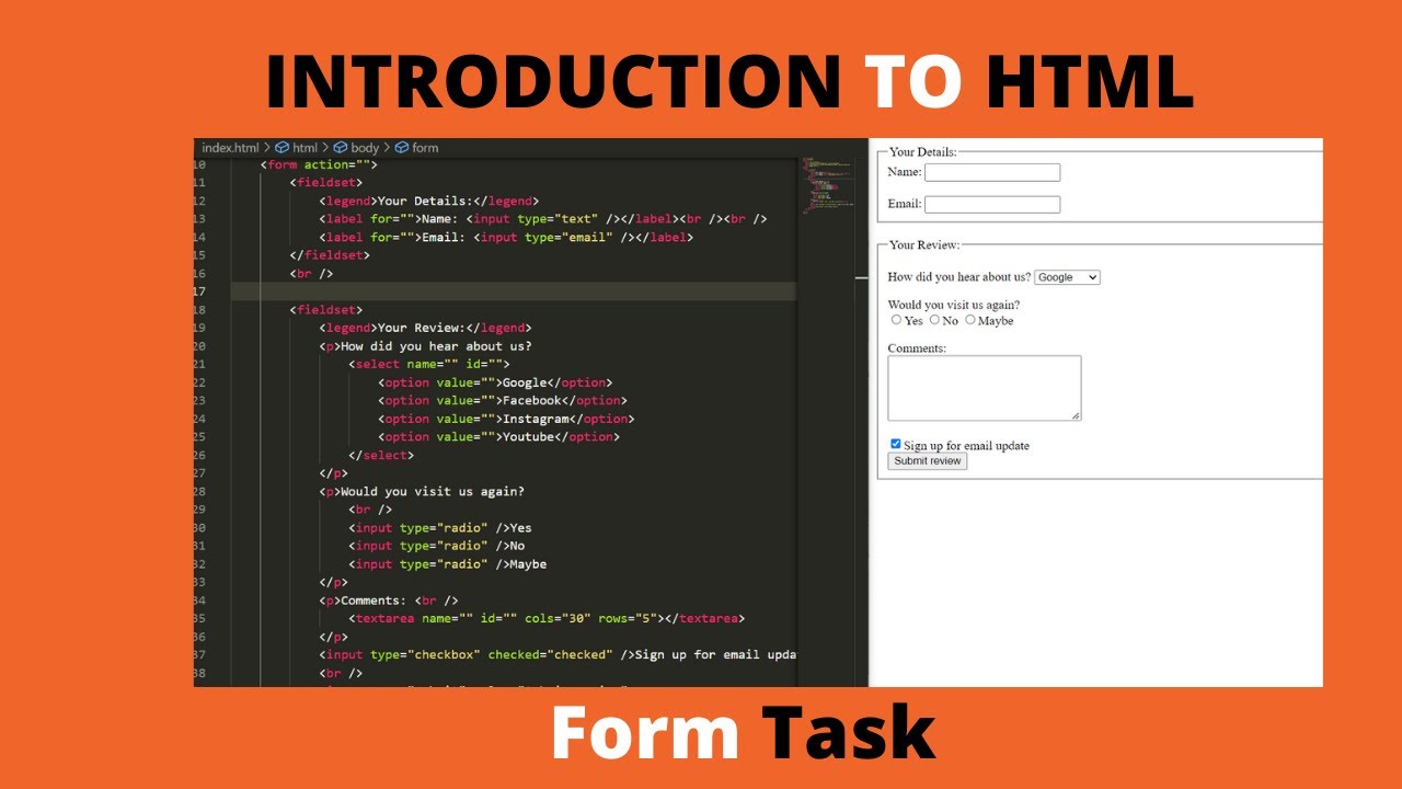 Task 5 How to Make Form In HTML HTML Tutorial for Beginners - YouTube