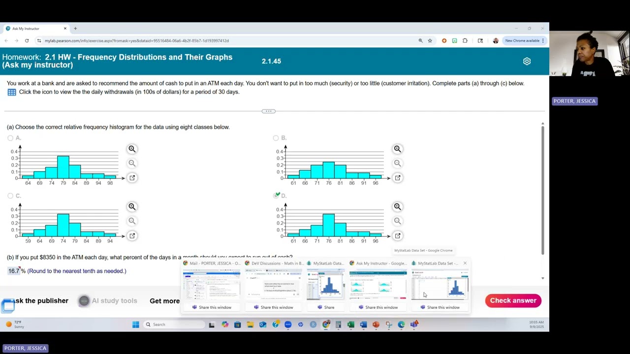 MATH 1342 Statistics 2.1 Solve applications constructing and interpreting frequency histograms